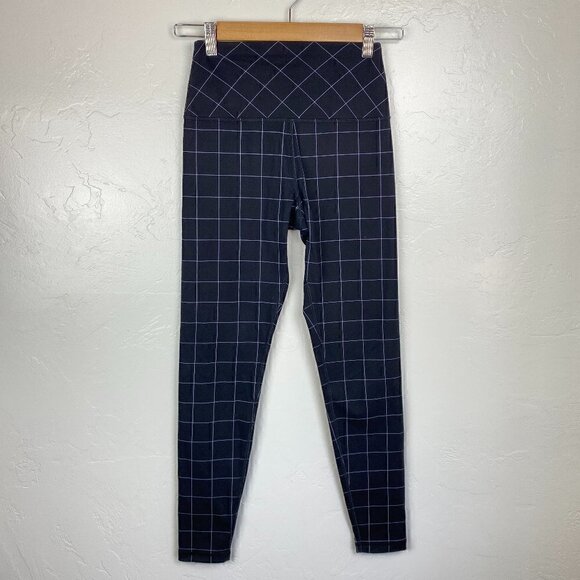 Glyder High Power High Waisted Black Windowpane Check Leggings XS - Picture 2 of 8